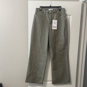 Olive Wide-Leg Women's Jeans RFM NWT US 14